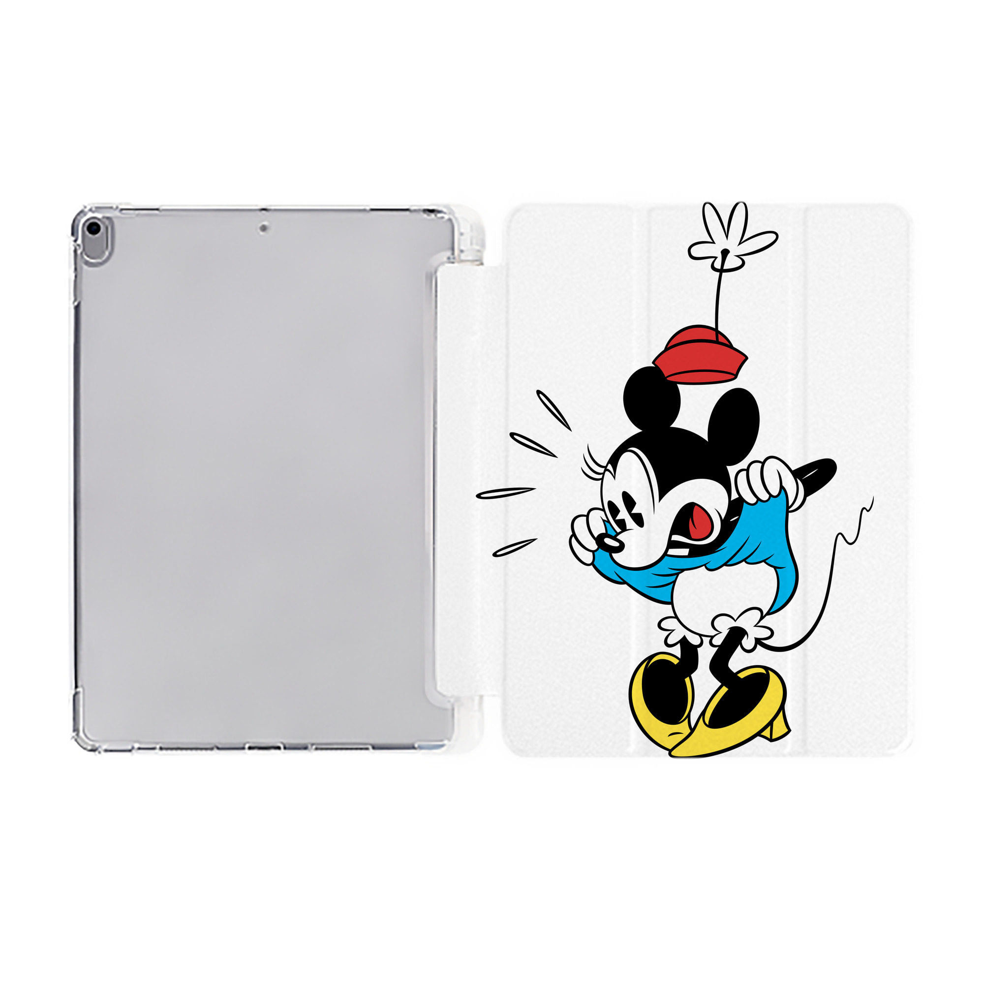 （画像用） ミッキーマウス Mickey Mouse IPad ケース ペン収納付き 三つ折りスタンド PUレザー×シリコン 対応機種9.5/10.5/10.9インチ